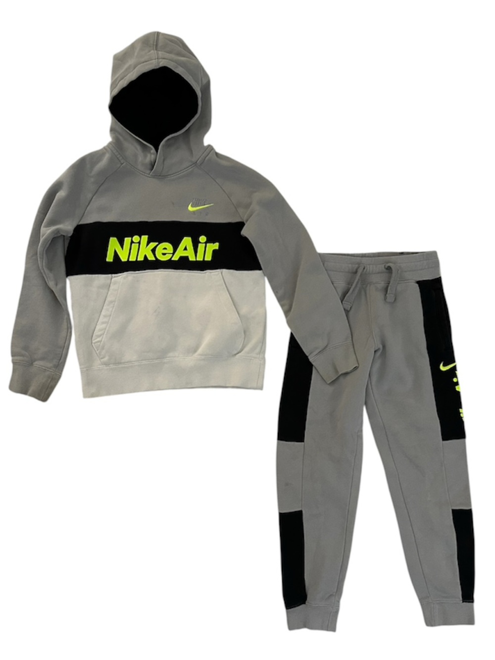 Nike Air Boy’s Hoodie and Joggers set - Black, gray, Neon Yellow